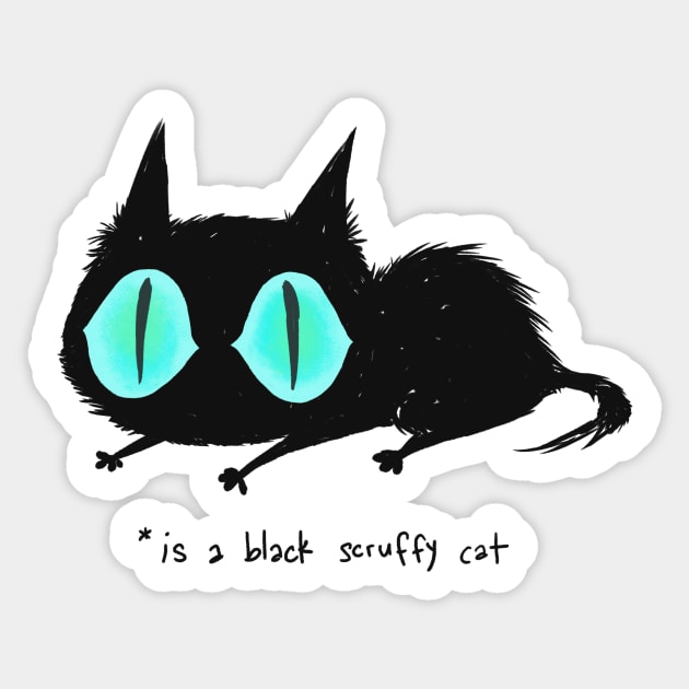 Black scruffy cat Sticker by pandan009